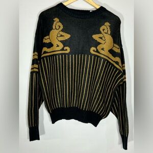 Vintage 80s Marc Daniels Black and Gold Sweater